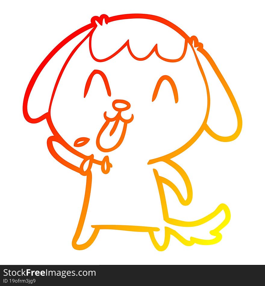 Warm Gradient Line Drawing Cute Cartoon Dog