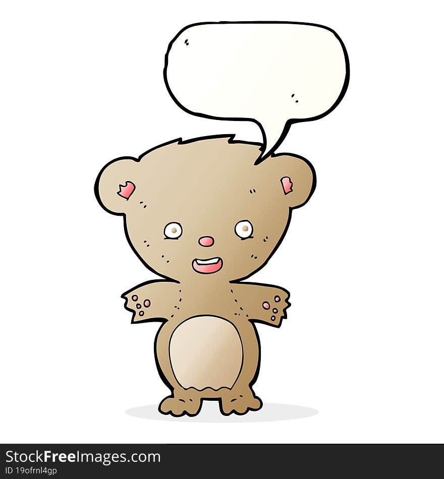 cartoon teddy bear with speech bubble