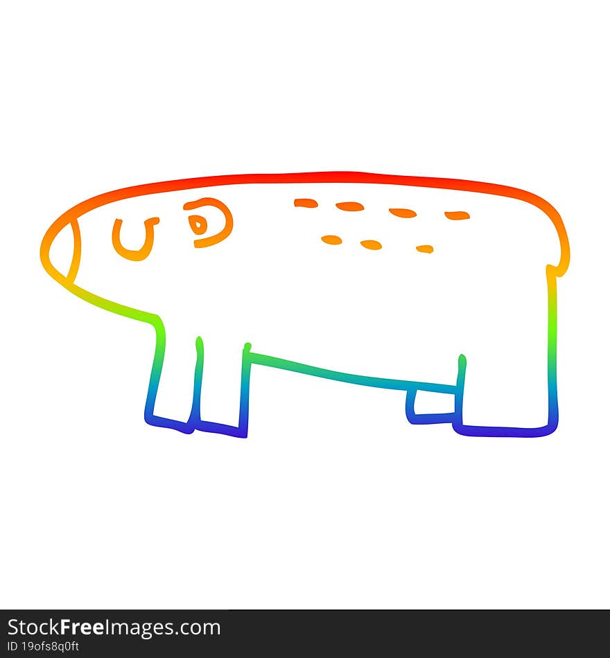 Rainbow Gradient Line Drawing Cartoon Polar Bear