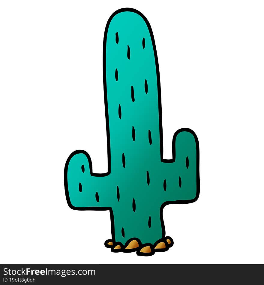 Gradient Cartoon Doodle Of A Cactus