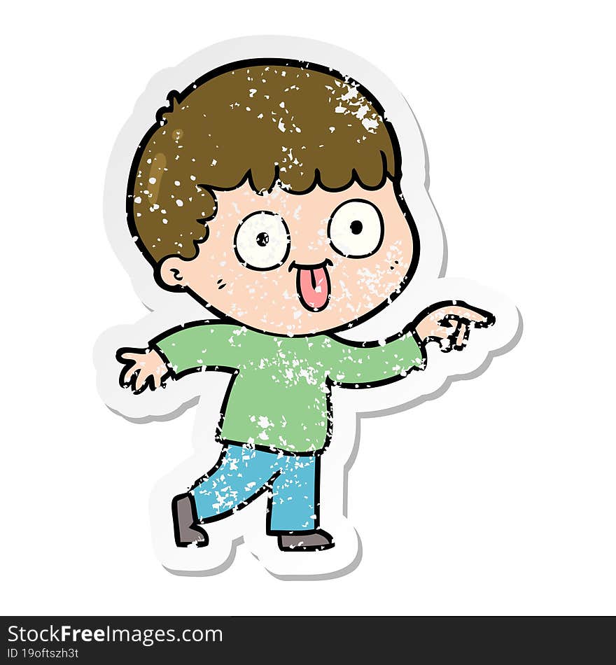 distressed sticker of a cartoon man staring