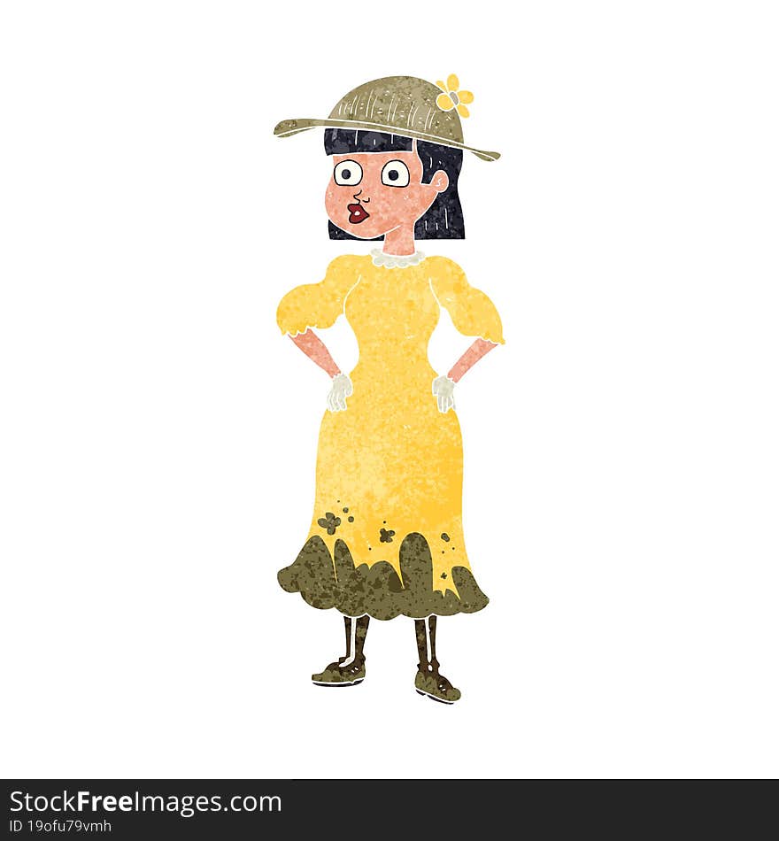 Retro Cartoon Woman In Muddy Dress