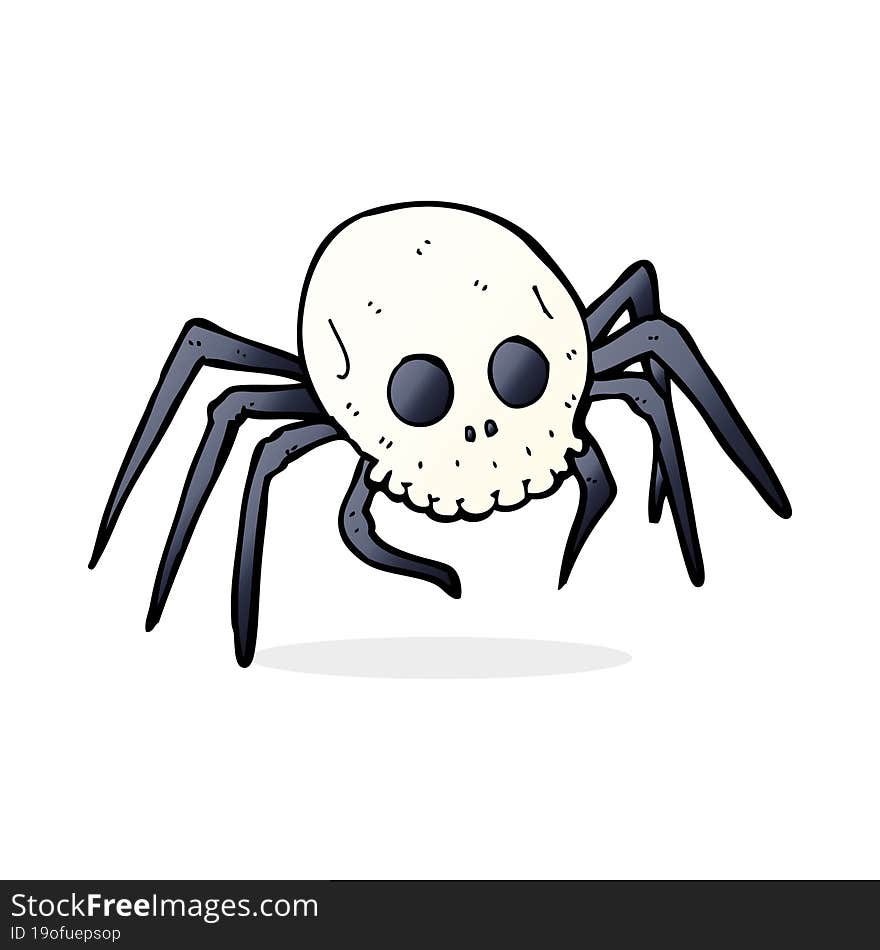 cartoon spooky halloween skull spider