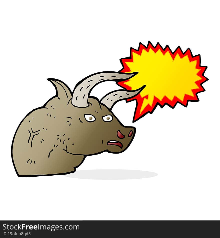 cartoon angry bull head with speech bubble