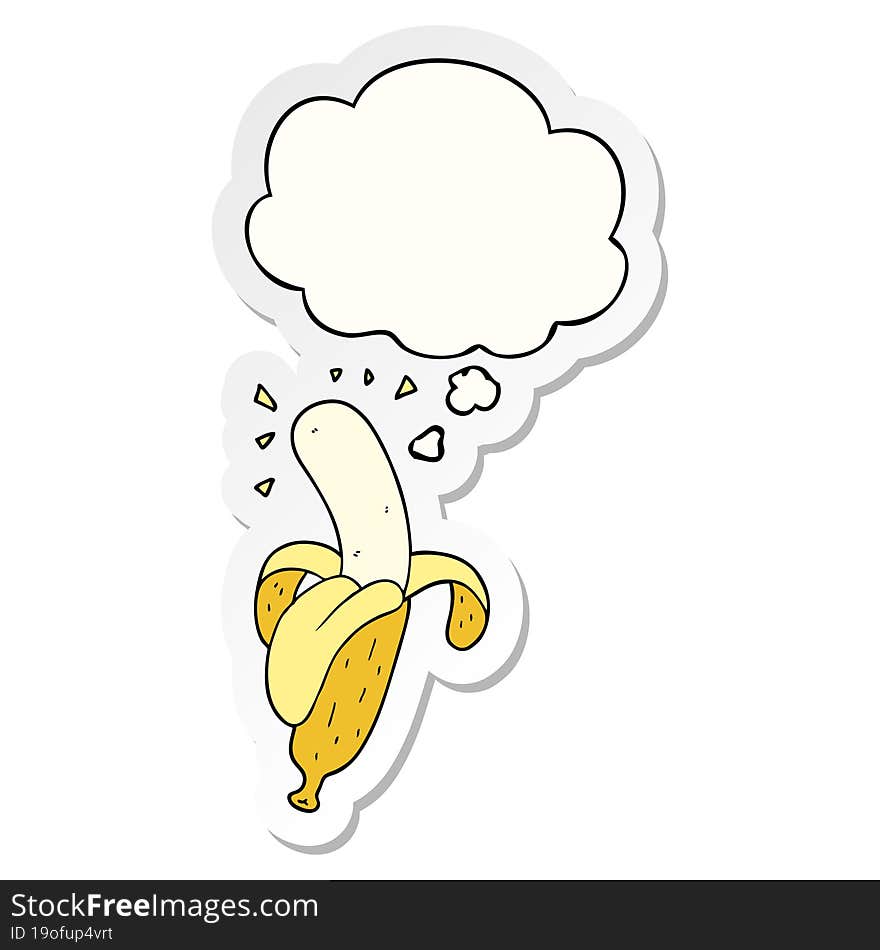 Cartoon Banana And Thought Bubble As A Printed Sticker