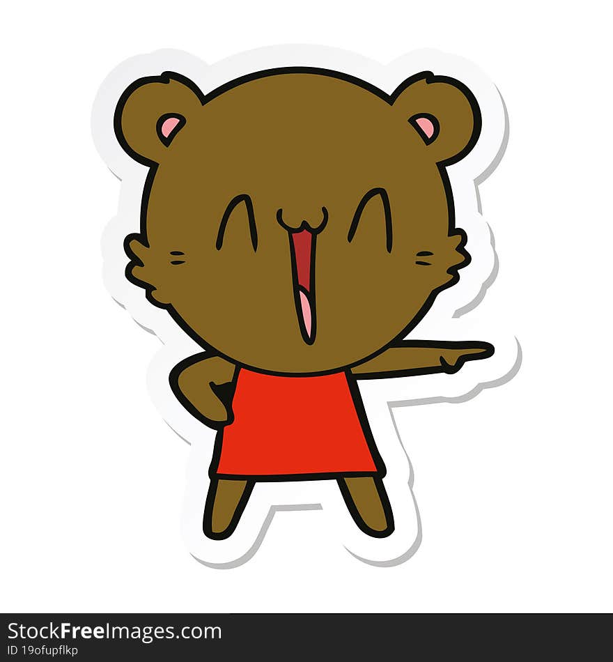 Sticker Of A Happy Bear Cartoon