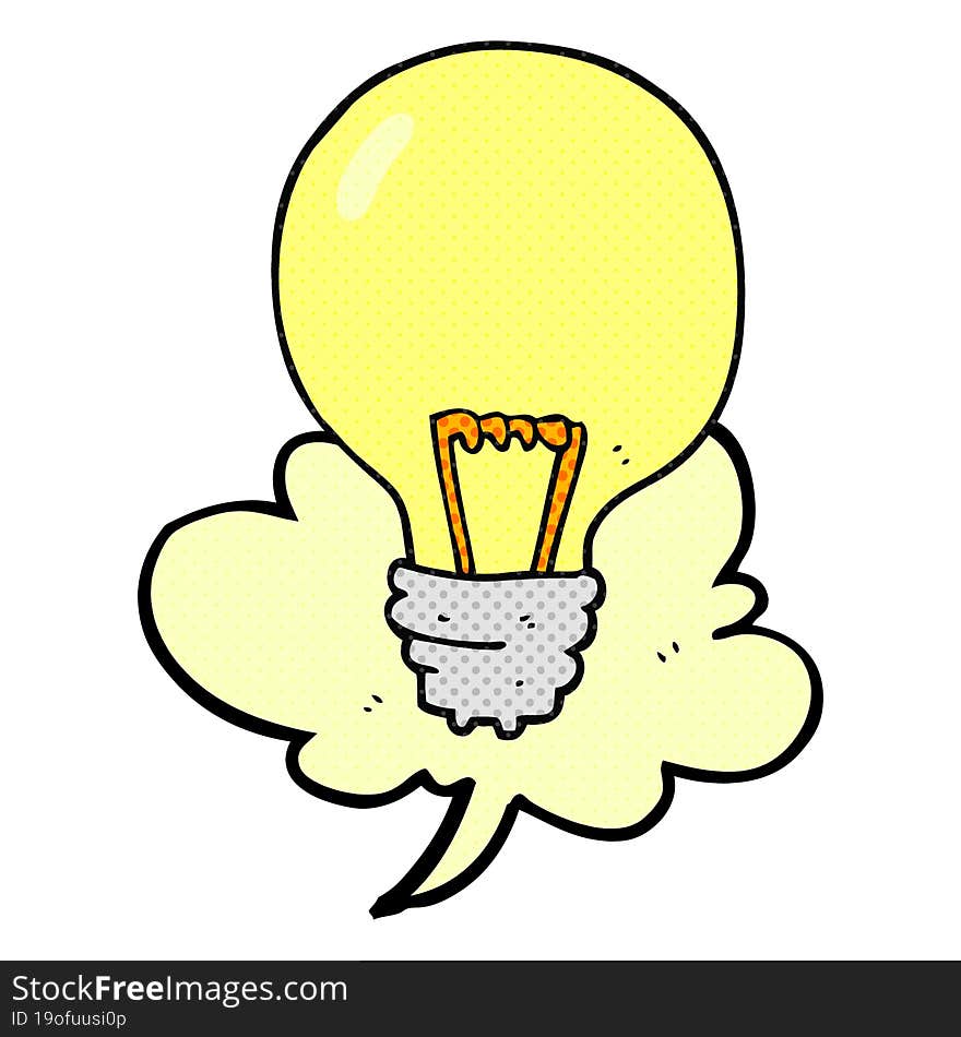 freehand drawn comic book speech bubble cartoon light bulb