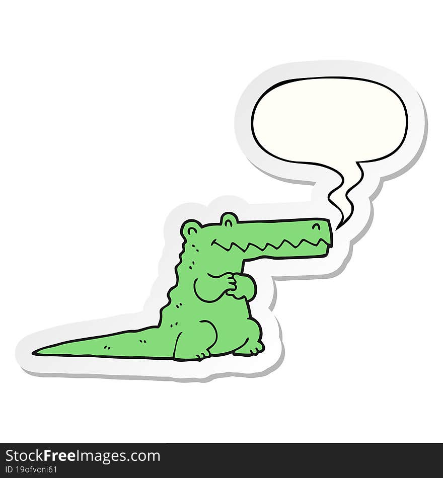 cartoon crocodile and speech bubble sticker