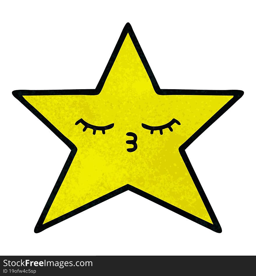 retro grunge texture cartoon of a gold star