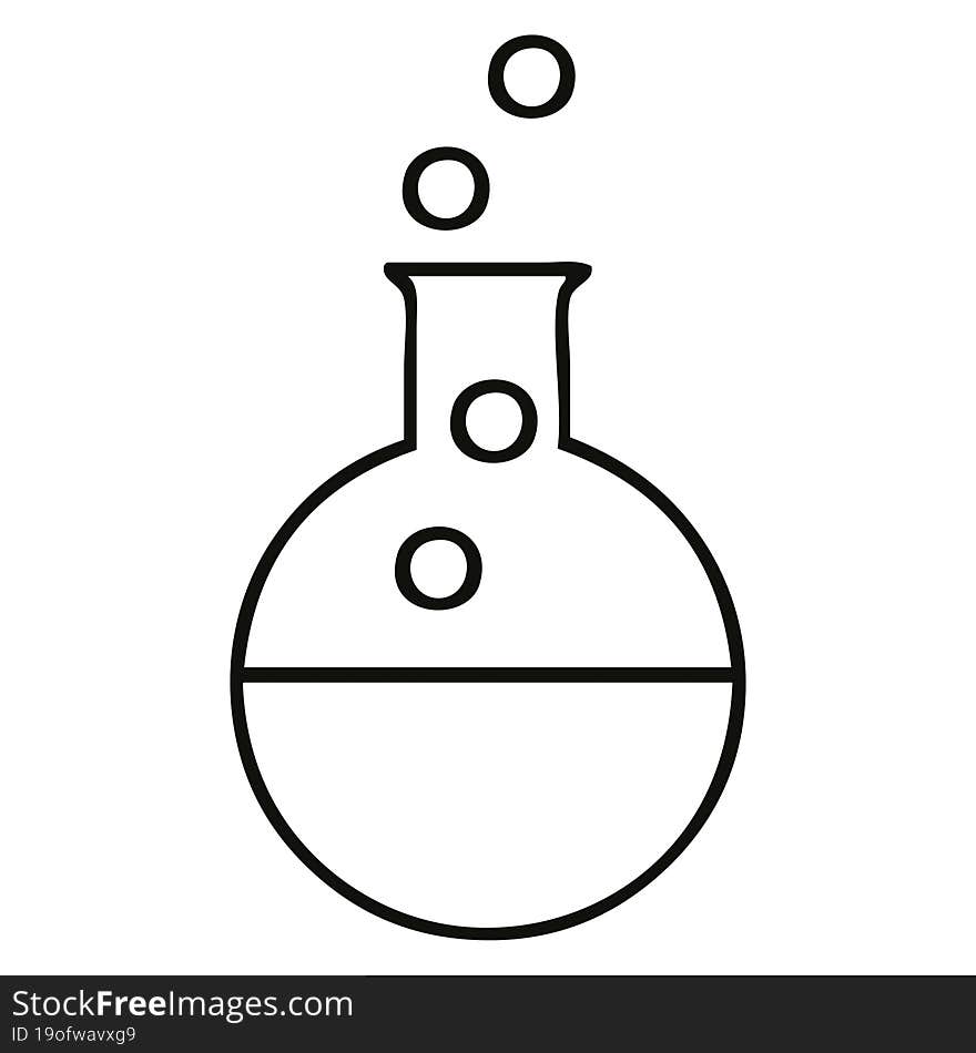 line drawing cartoon of a science experiment