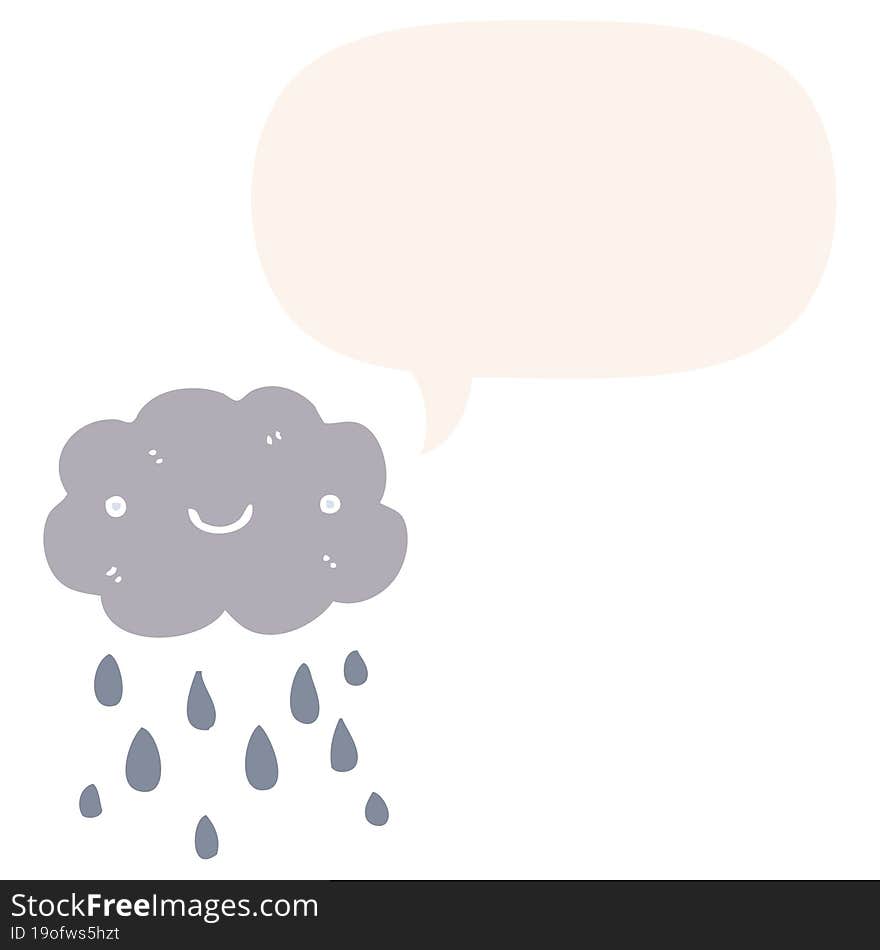 Cute Cartoon Cloud And Speech Bubble In Retro Style