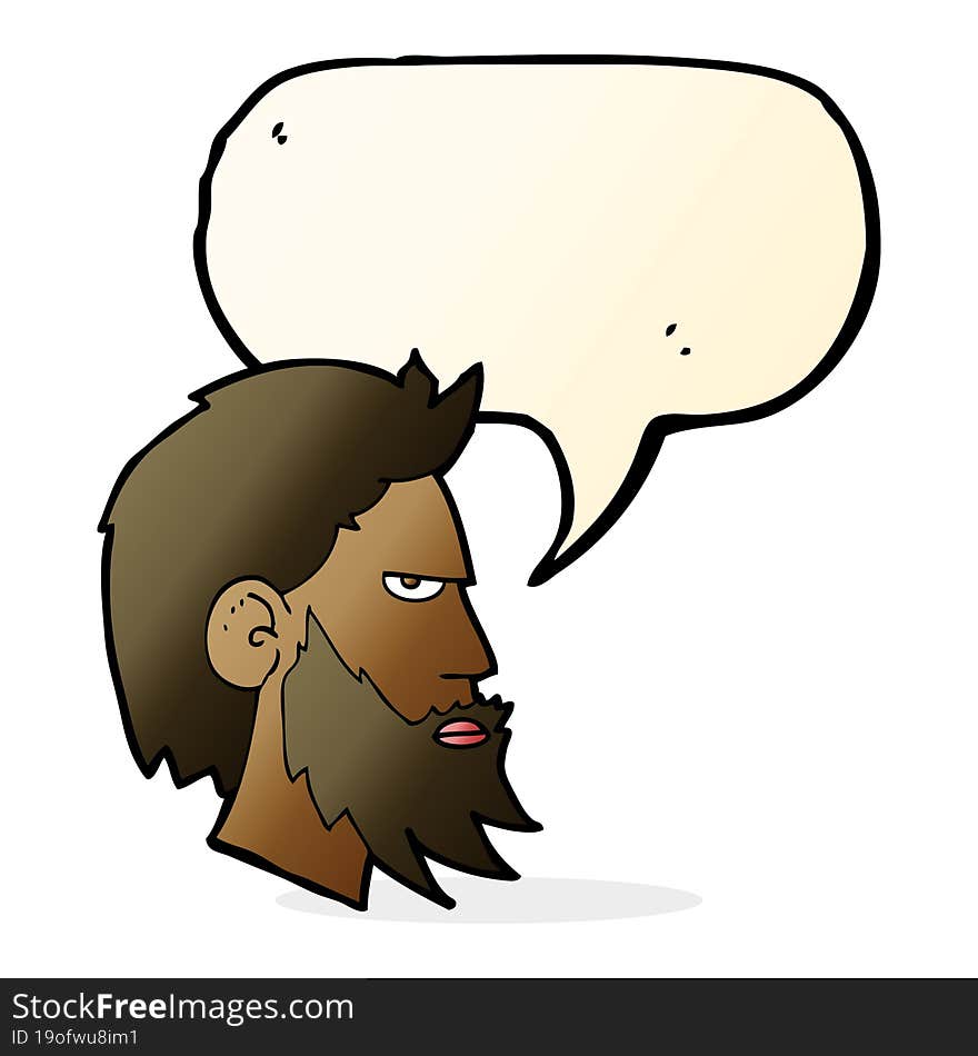 cartoon man with beard with speech bubble