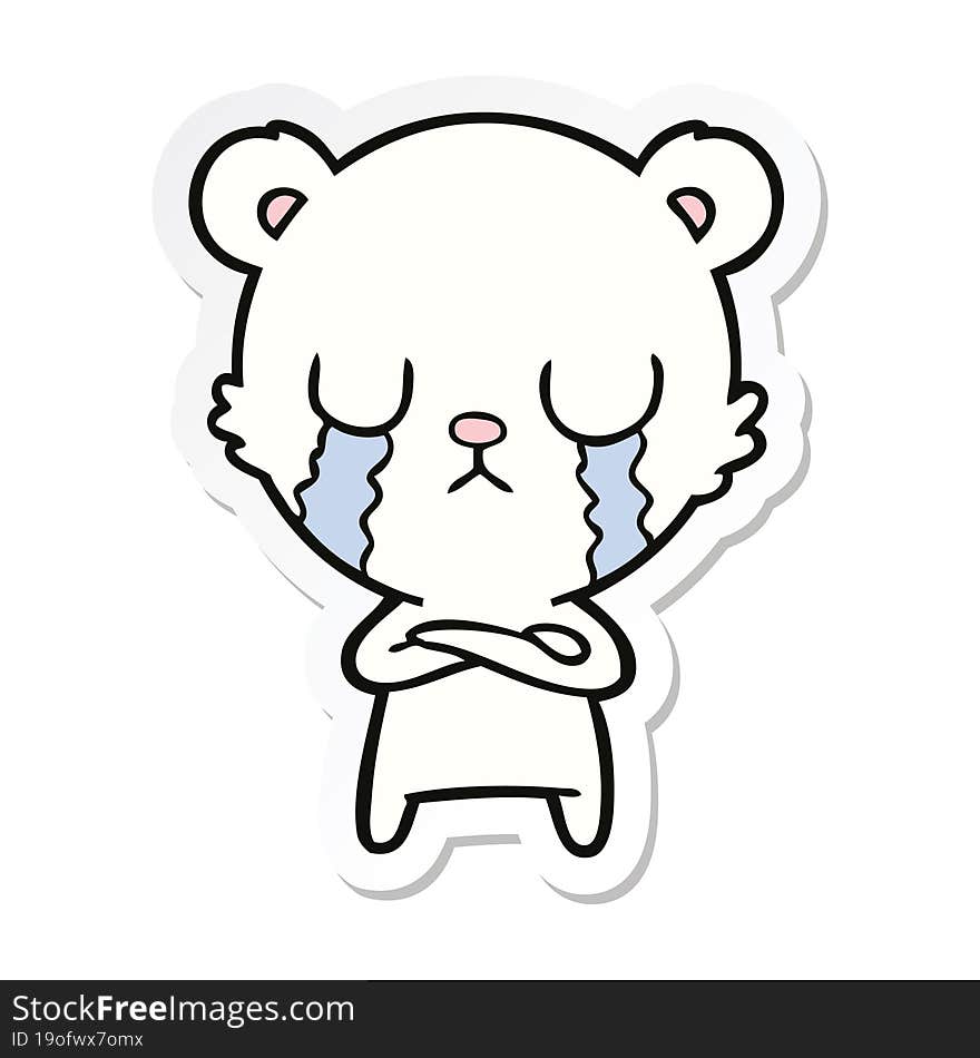 sticker of a crying polar bear cartoon