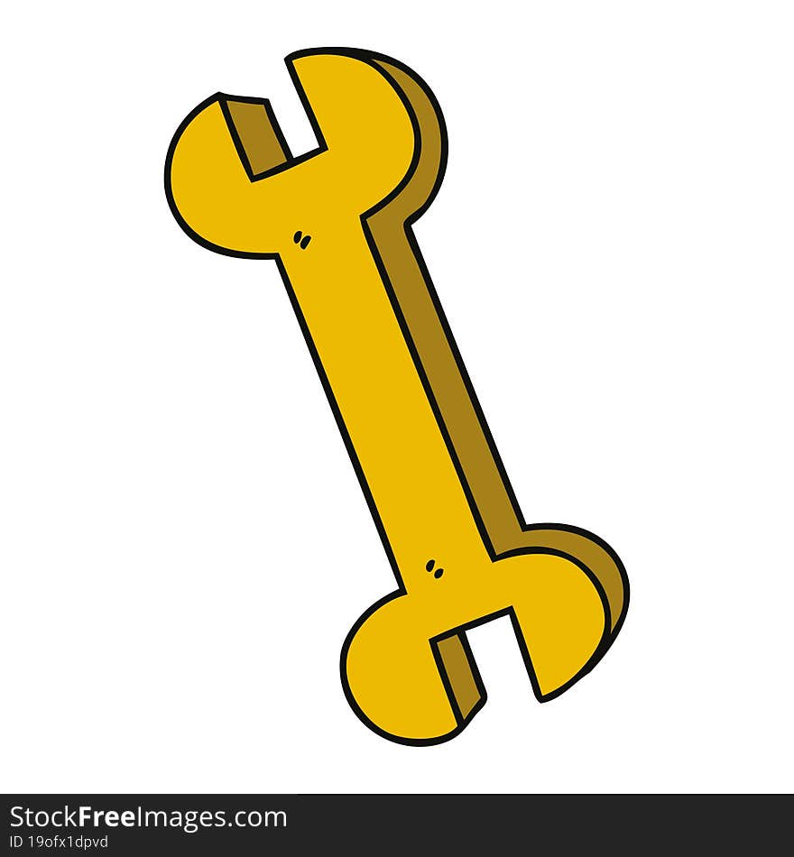 quirky hand drawn cartoon spanner