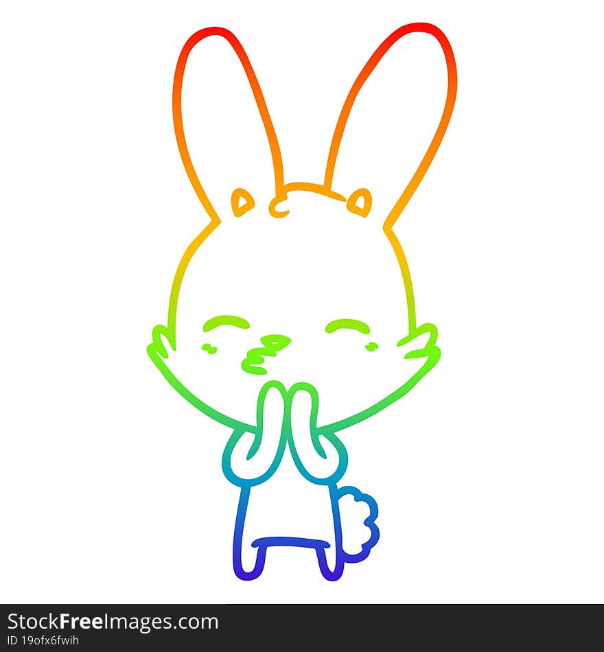 rainbow gradient line drawing curious bunny cartoon