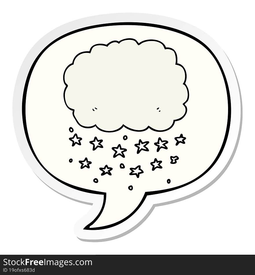 cartoon rain cloud with speech bubble sticker