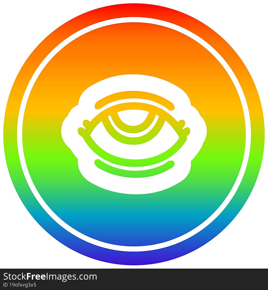 eye with rainbow gradient finish circular icon with rainbow gradient finish. eye with rainbow gradient finish circular icon with rainbow gradient finish