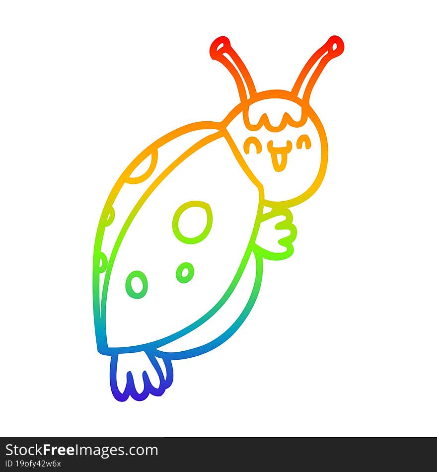 Rainbow Gradient Line Drawing Cute Cartoon Ladybug