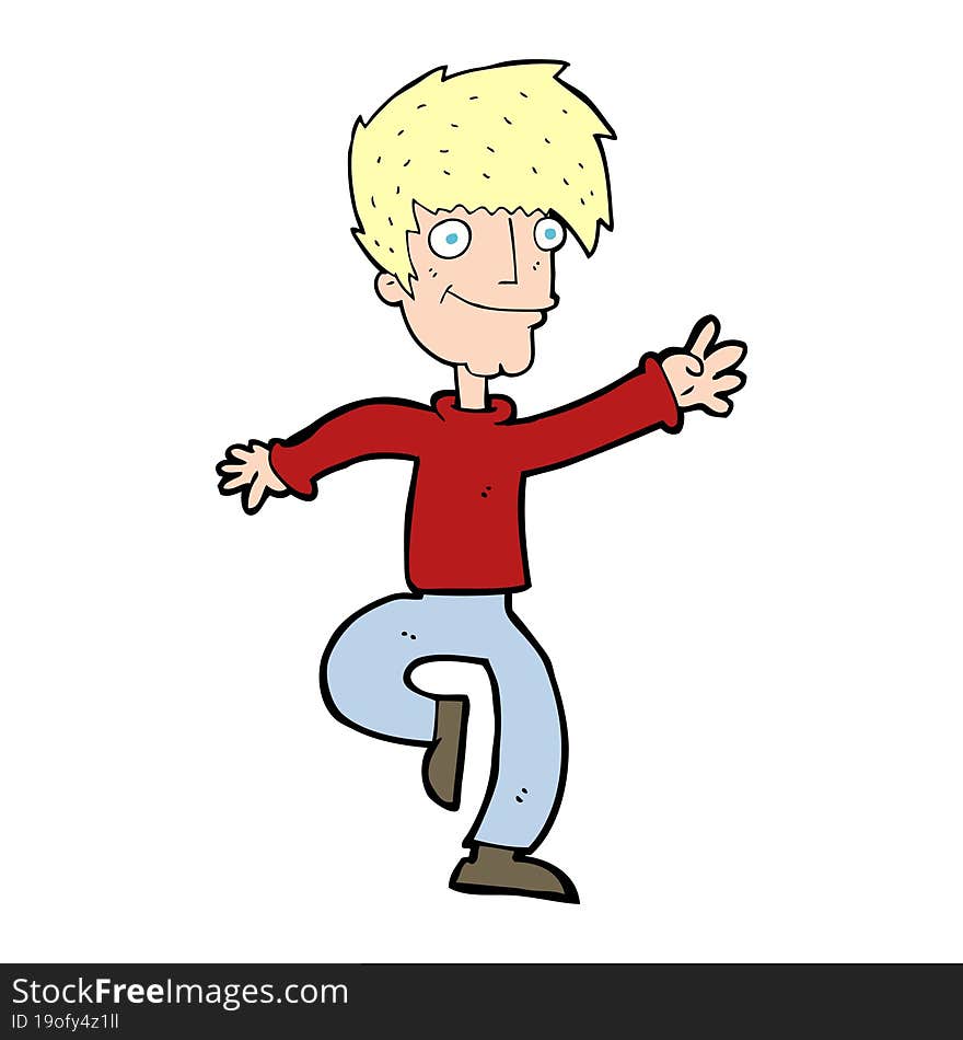 cartoon happy man dancing