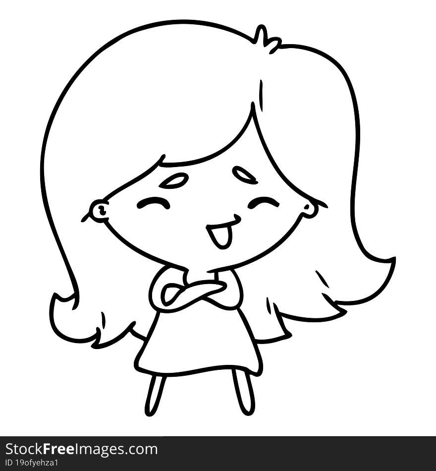 Line Drawing Of A Cute Kawaii Girl