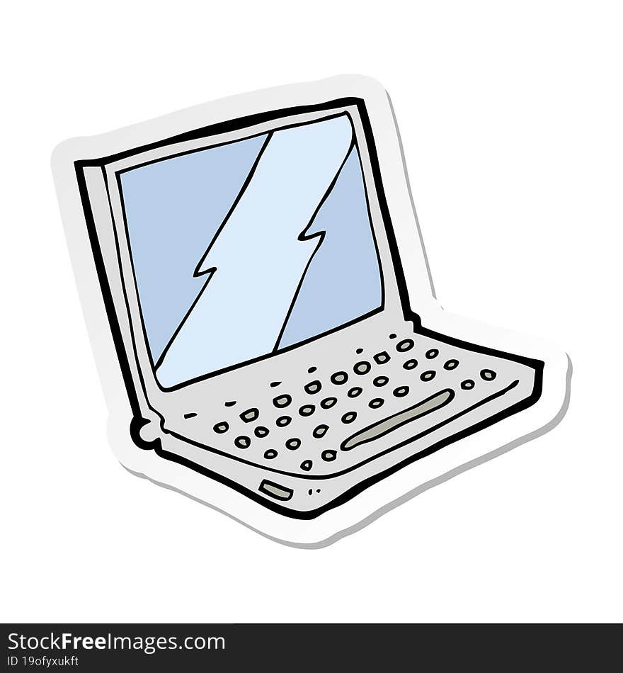 Sticker Of A Cartoon Laptop Computer