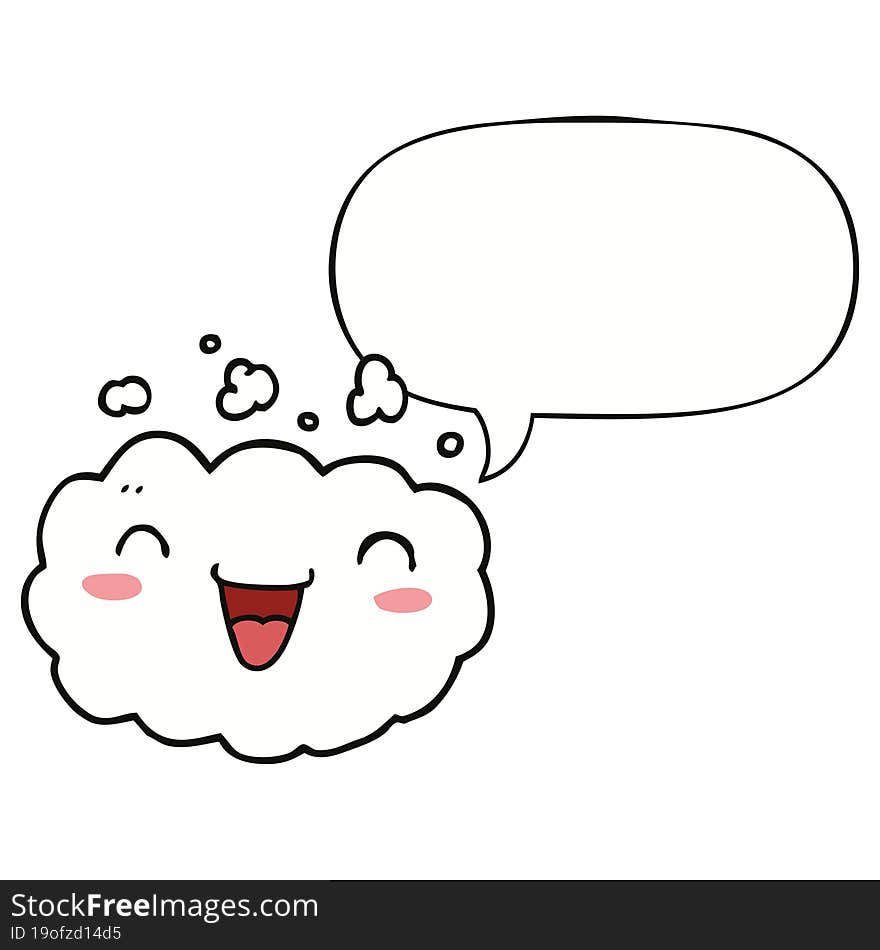 happy cartoon cloud and speech bubble