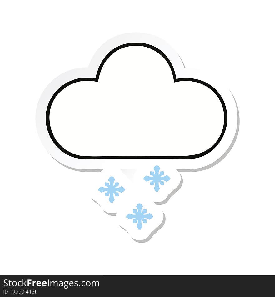 sticker of a cute cartoon snow cloud