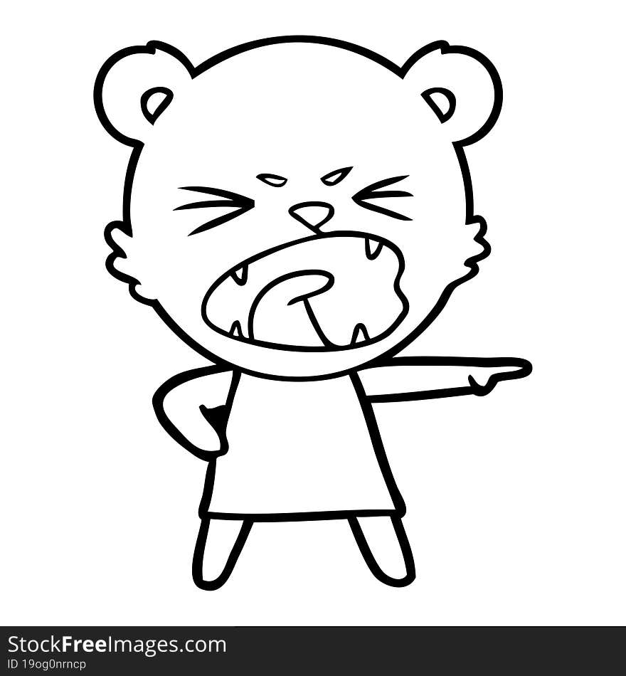 angry cartoon bear in dress shouting. angry cartoon bear in dress shouting