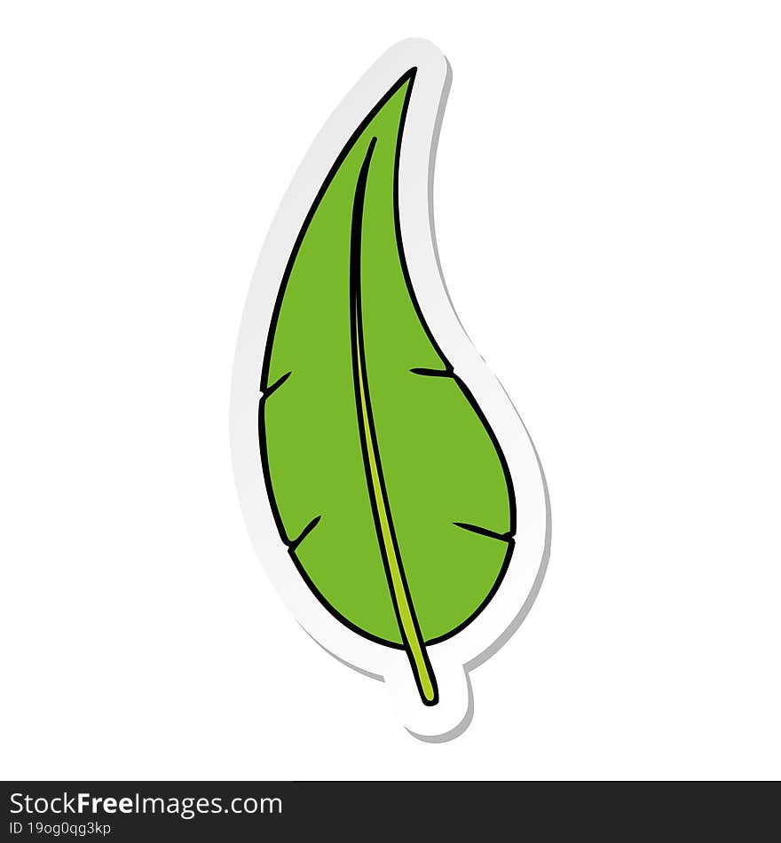 sticker cartoon doodle of a green long leaf