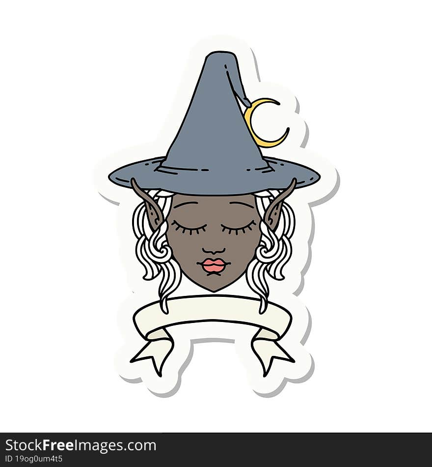 elf mage character face with banner sticker