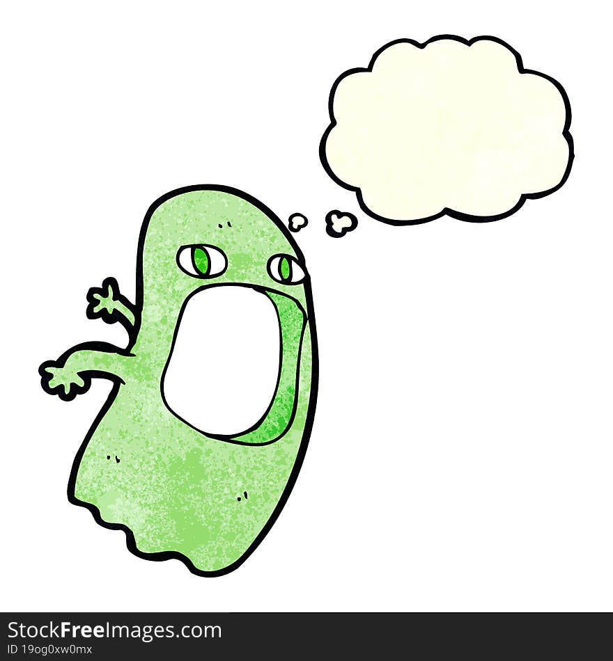 funny cartoon ghost with thought bubble