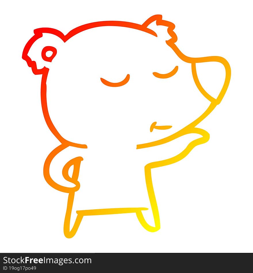 Warm Gradient Line Drawing Happy Cartoon Bear