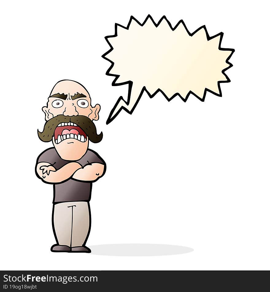 cartoon angry man with speech bubble