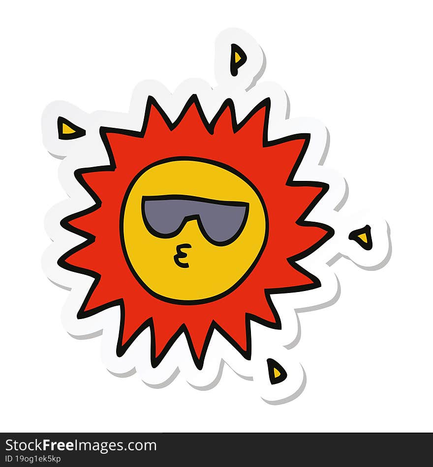 sticker of a cartoon sun