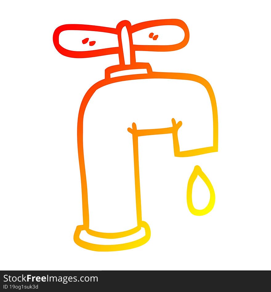 warm gradient line drawing of a cartoon dripping faucet