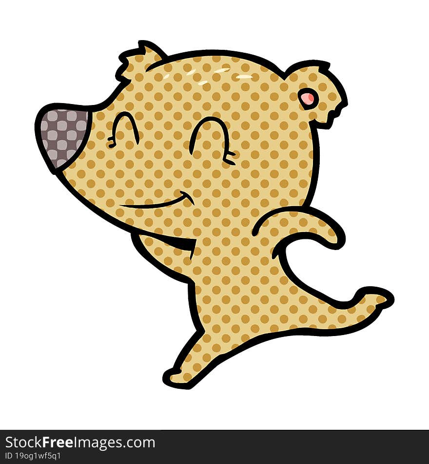 friendly bear running cartoon. friendly bear running cartoon