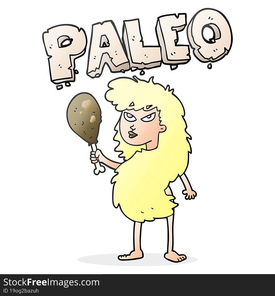 freehand drawn cartoon woman on paleo diet