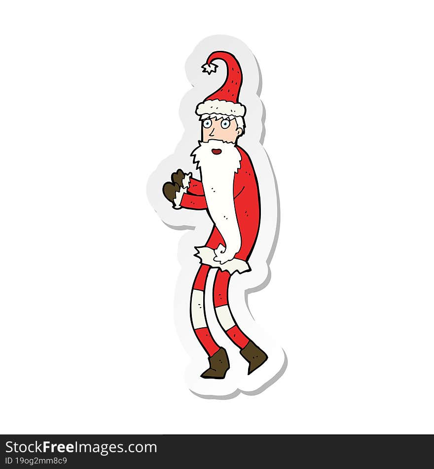 sticker of a cartoon santa claus