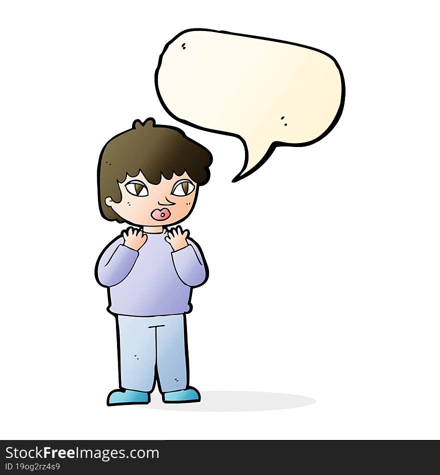 Cartoon Worried Person With Speech Bubble