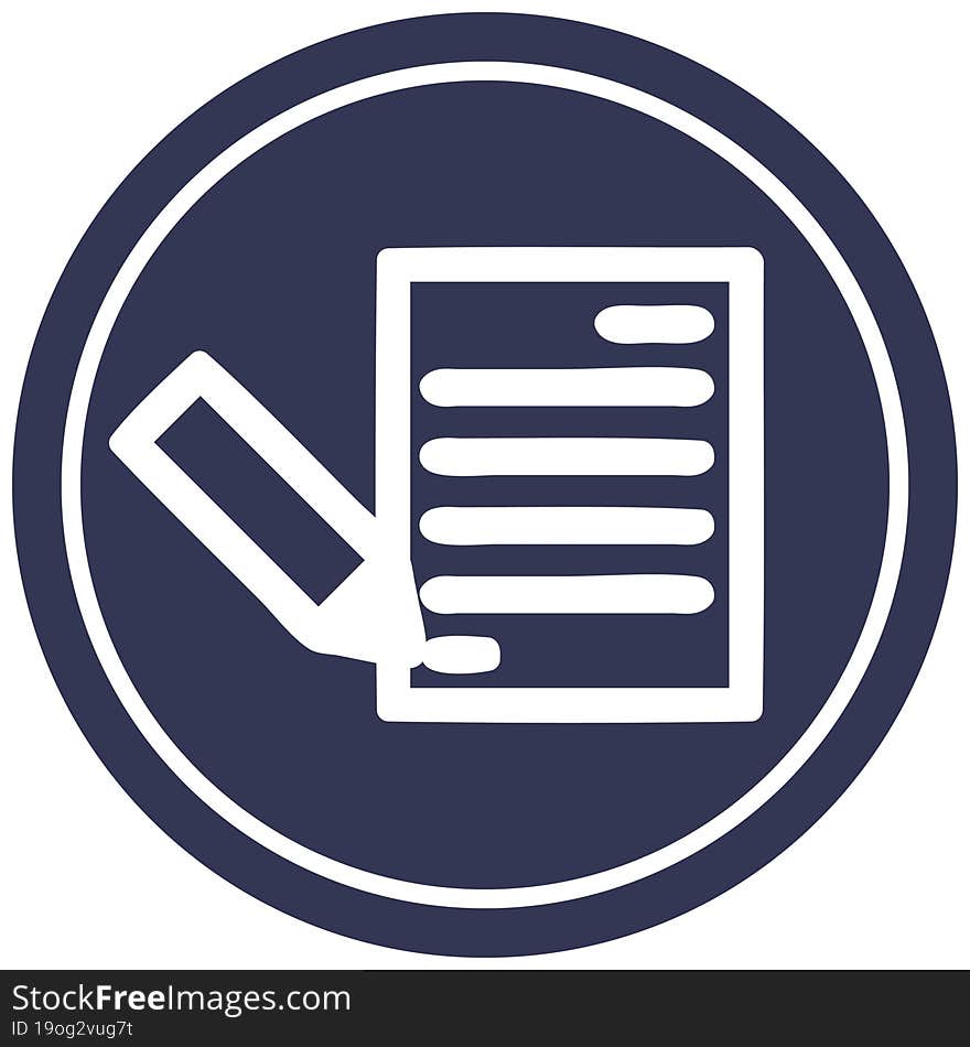 document and pencil circular icon