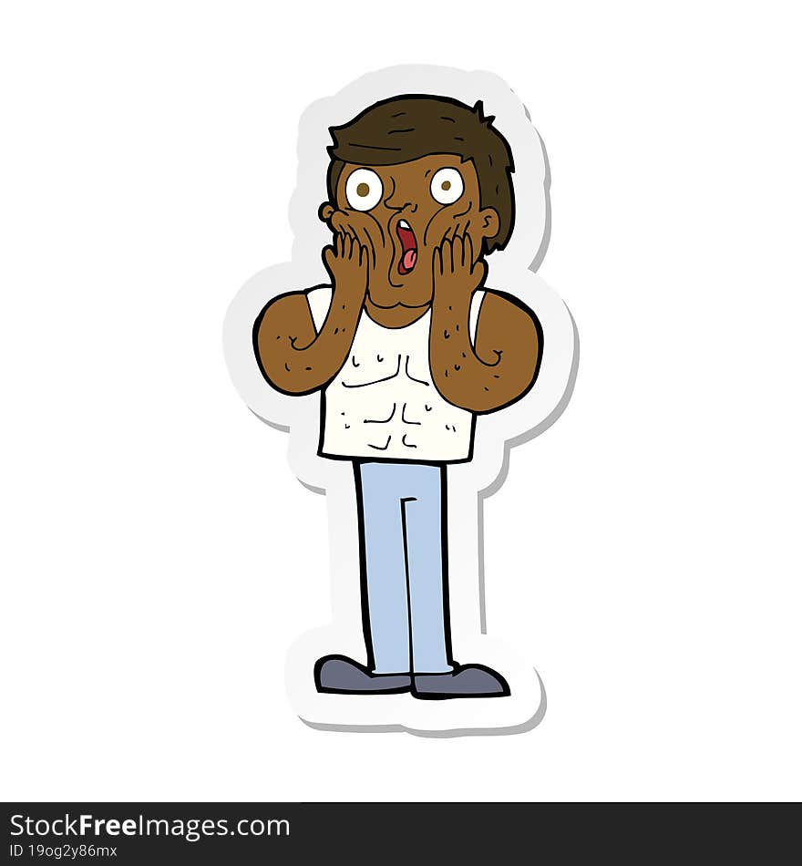 Sticker Of A Cartoon Shocked Gym Man