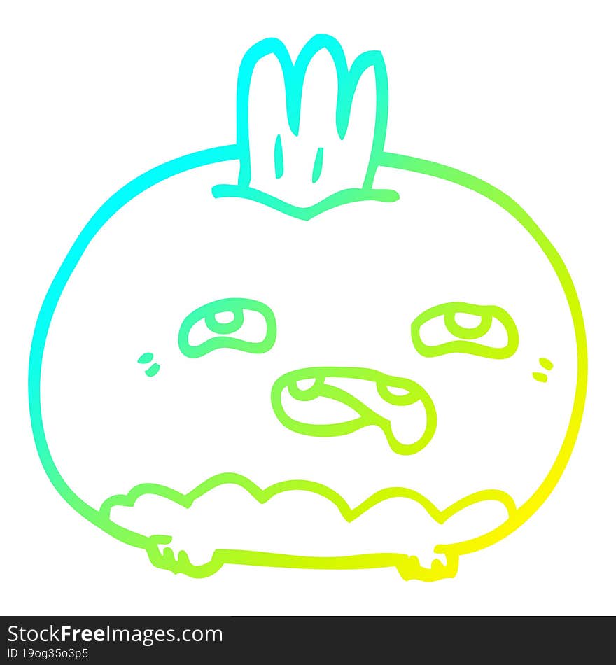 cold gradient line drawing of a cartoon happy root vegetable