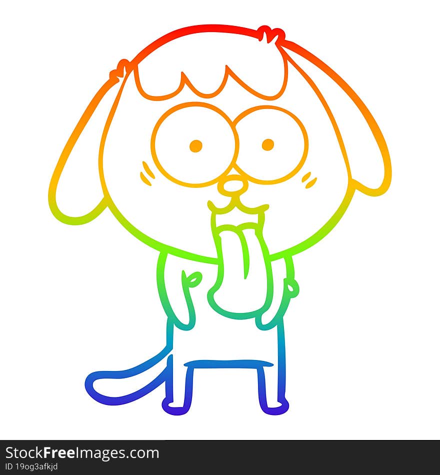 rainbow gradient line drawing of a cute cartoon dog