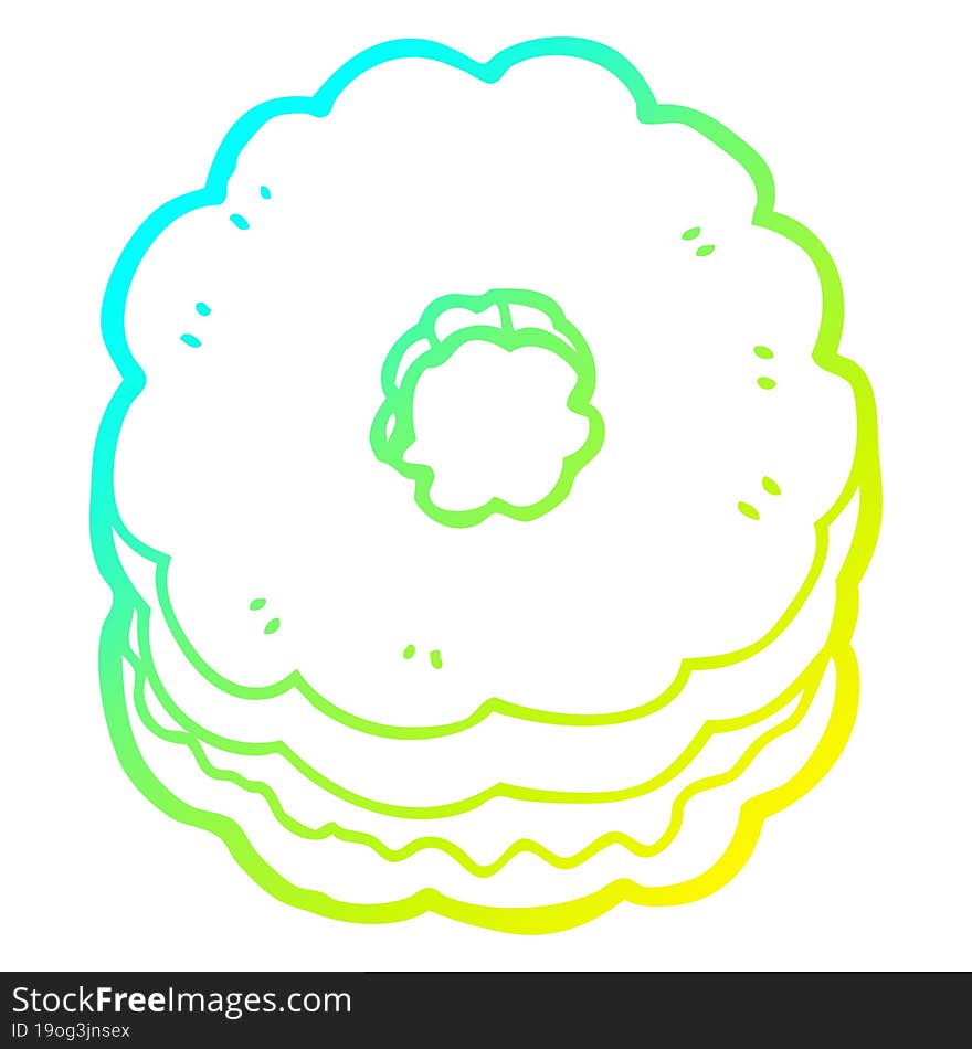 cold gradient line drawing cartoon biscuit