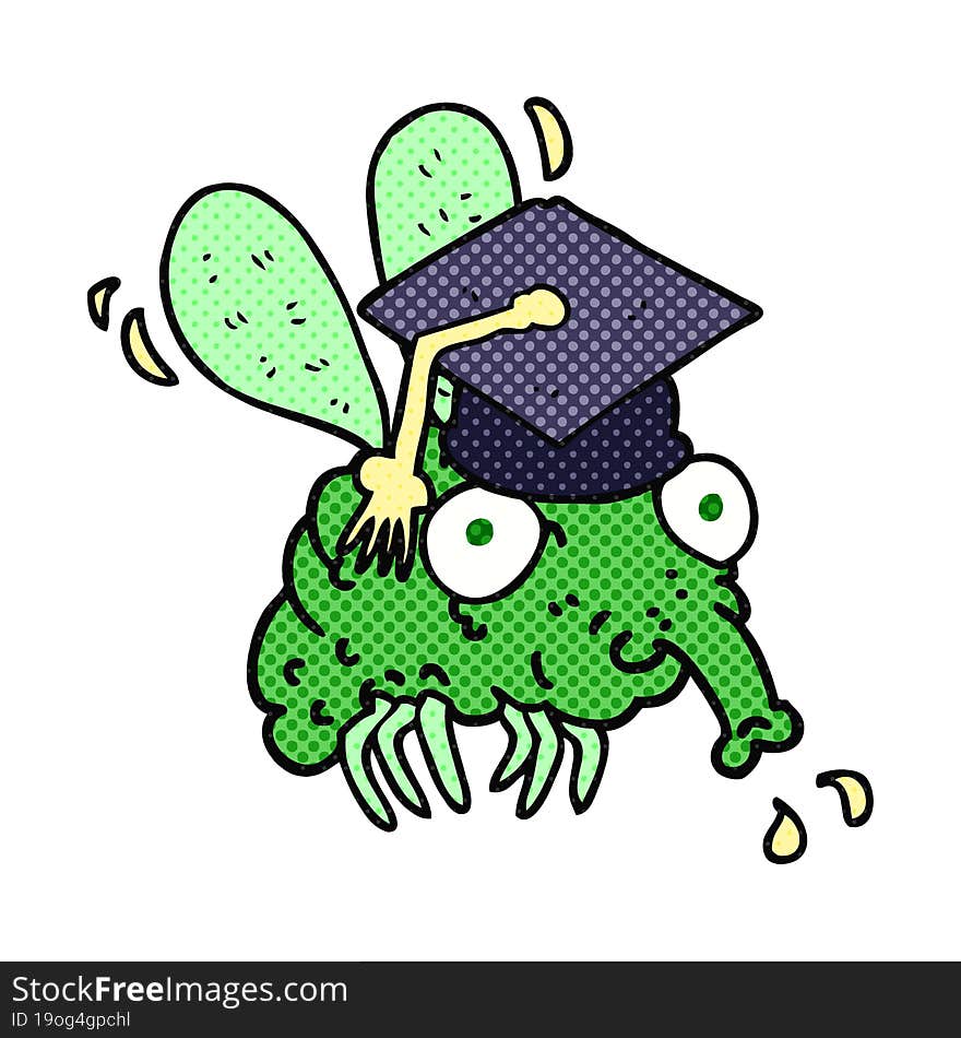 Cartoon Fly Graduate