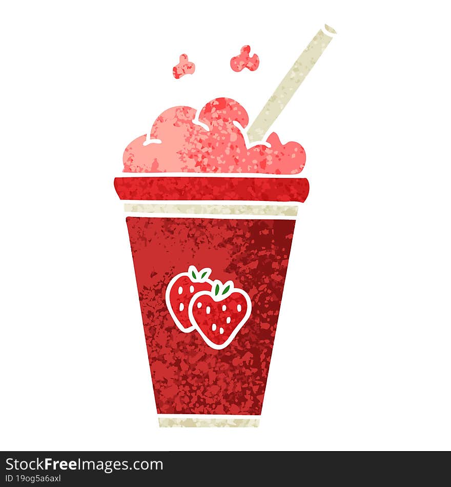 Quirky Retro Illustration Style Cartoon Strawberry Milkshake