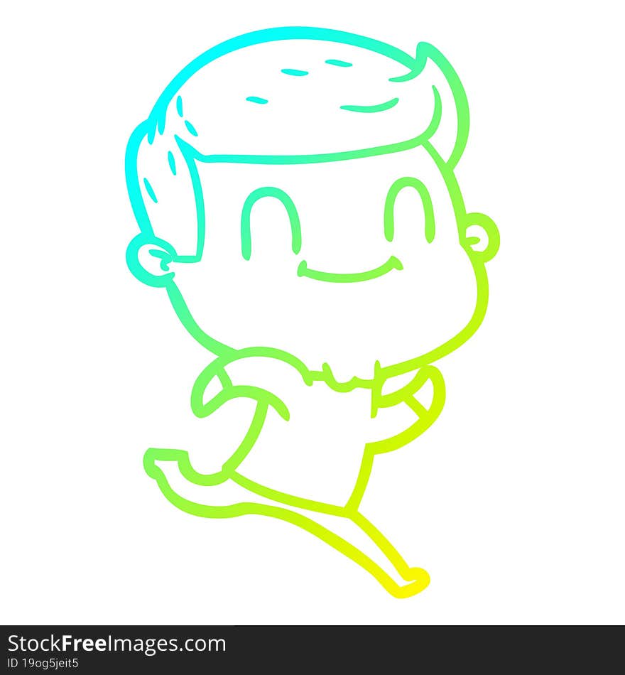 cold gradient line drawing of a cartoon friendly man