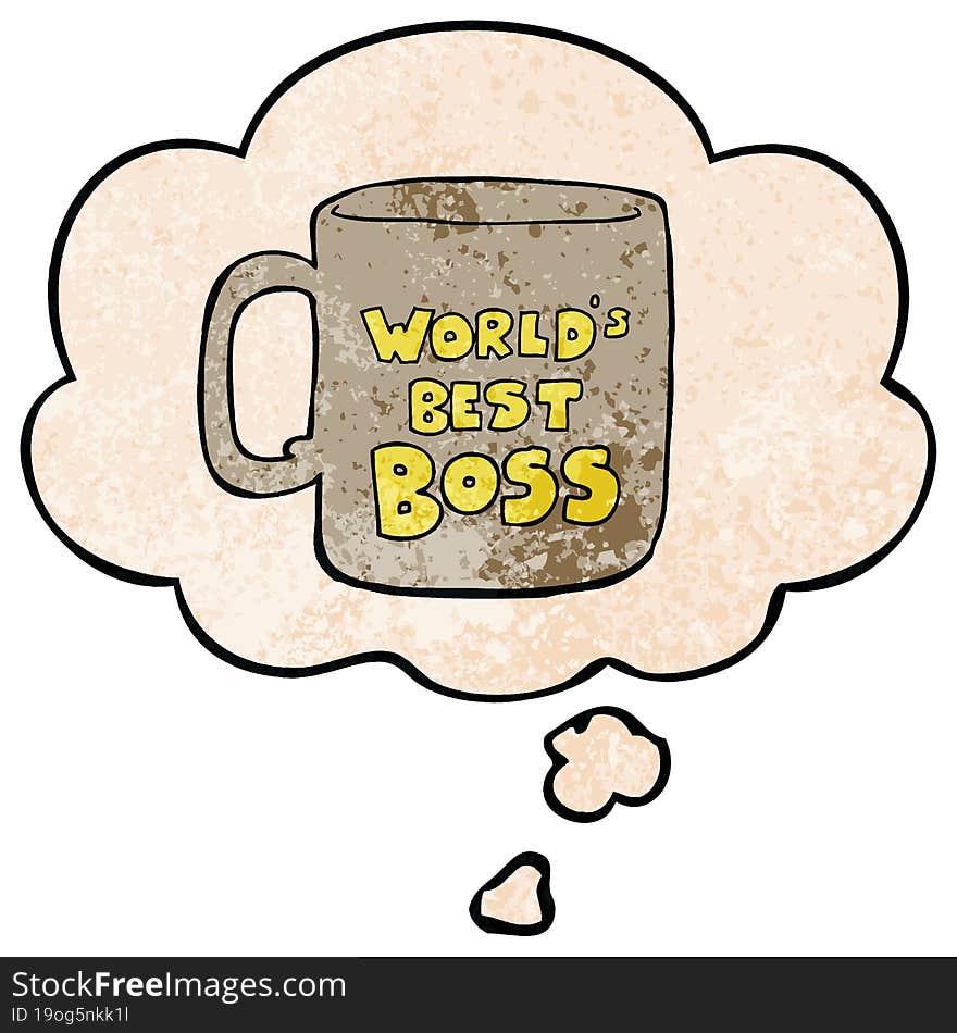 worlds best boss mug with thought bubble in grunge texture style. worlds best boss mug with thought bubble in grunge texture style