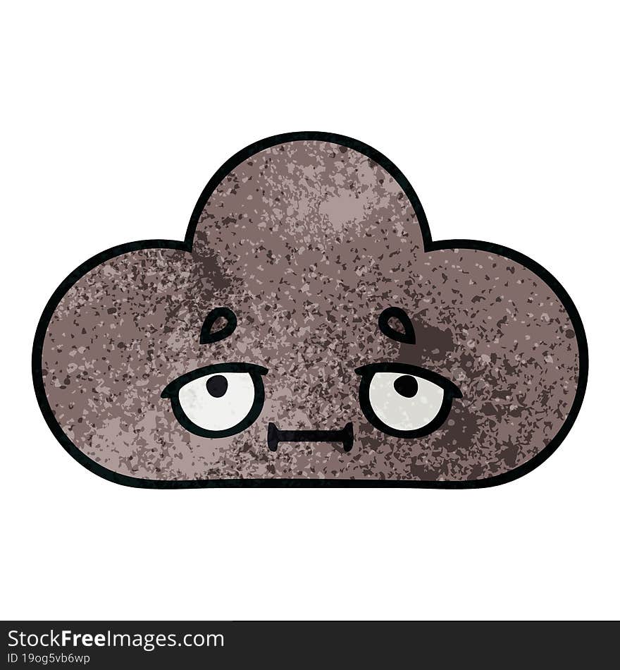 Retro Grunge Texture Cartoon Storm Cloud