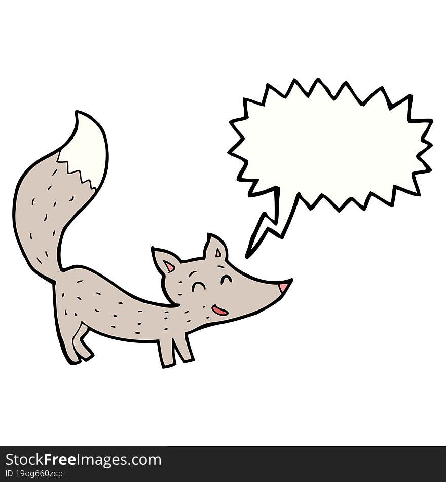 cartoon little wolf with speech bubble